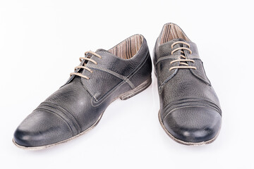 Male gray shoes isolated on the white background