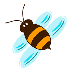 Bee icon. Honey producer. Insect theme. White background. Element. Symbol. Colorful graphic sketch. Idea for decors, logo, covers, holidays, gifts, art, patterns. Isolated vector.