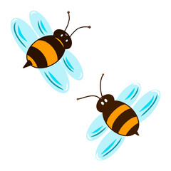 Bee icons. Honey producers. Insect theme. White background. Element. Symbol. Colorful graphic sketch. Idea for decors, logo, covers, holidays, gifts, art, patterns. Isolated vector.