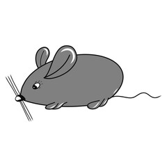 Mouse icon. Grey animal. Pet. Nature theme. Little rodent. Colorful graphic sketch. Idea for decors, logo, covers, patterns, holidays, gifts, art. Isolated vector.