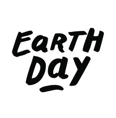 Earth Day 22nd April. Hand painted handwritten eco sign paintbrush style hipster logotype. Black ink hand lettering vector stylish organic letters. Naive soulful calligraphic typography design element