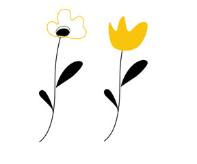 vector flower simple illustration, graphic flower in doodle style. flat style botanical illustration.