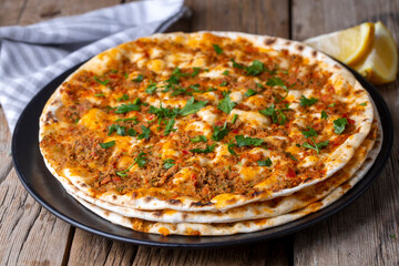 Turkish foods; Turkish pizza -Lahmacun