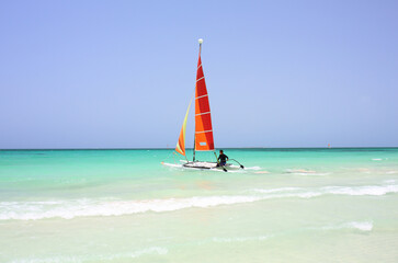 Sailboat on the beach Varadero. Cuba