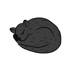 Sleepy cat - vector illustration. hand drawn style. isolated on white background