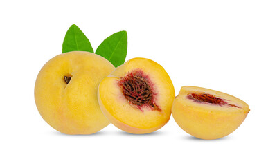 Yellow peach isolated on white background