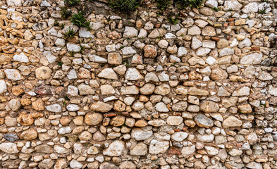 wall built with rocks and stones.