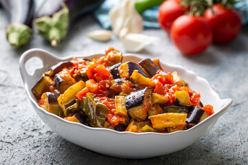 Traditional Turkish food; eggplant meze (Turkish name; saksuka)