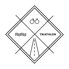 Triathlon emblems and design elements. lineart illustration on white background. vector for clother, posters, souvenir products for clubs and fans