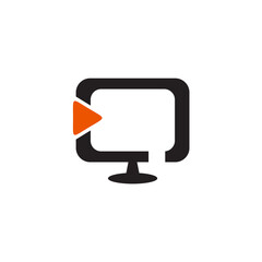 TV or television icon logo design template