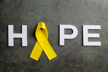 World Suicide prevention day ( 10 September), Yellow Ribbon for supporting people living and illness, Suicidal concept
