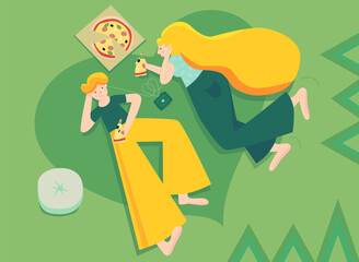 young couple in love lies on the grass