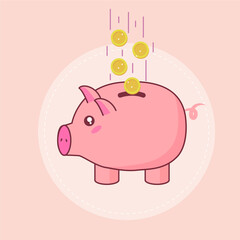 pink kawaii piggy bank investment