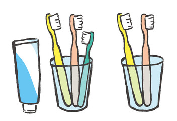 コップに立てた歯ブラシ