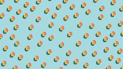 Minimalistic food concept, irregular pattern with gummy candy on bright blue background. Creative summer sweets idea, simple flat lay arrangement.