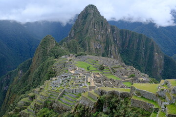 Peru Machu Picchu - Aerial view of Machu Picchu ruins