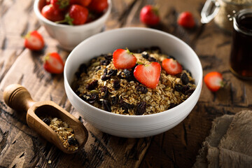 Healthy homemade granola with berries	