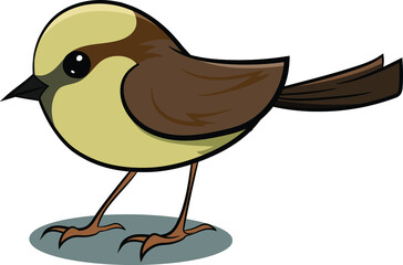 Brown Sparrow Flying in Air. Cute Brown Bird. Birds from Different parts of World. Common Birds. Bird Icon Vector Illustrations Isolated Doodle on White Background. Colorful Birds Set