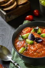 gazpacho on a black background
