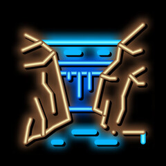 rocky terrain neon light sign vector. Glowing bright icon rocky terrain sign. transparent symbol illustration