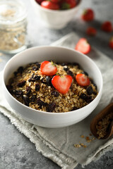 Healthy homemade granola with berries	