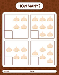 How many counting game with garlic. worksheet for preschool kids, kids activity sheet, printable worksheet