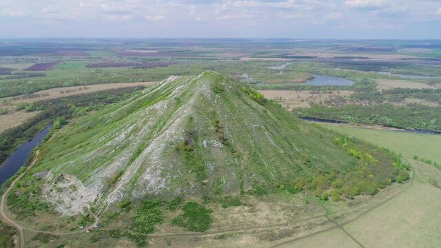 Aerial video of the lonely hill Yuraktau