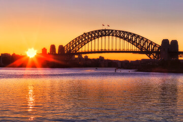 Fototapeta na wymiar Sydney Balmain Bridge Sun star