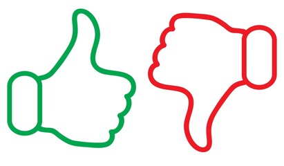 Like and Dislike vector flat Icons. Design Elements for smm, ad, marketing, ui, ux, app and more. Thumbs up and thumbs down circle emblems.
