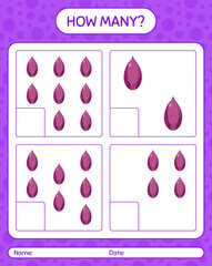 How many counting game with shallots. worksheet for preschool kids, kids activity sheet, printable worksheet