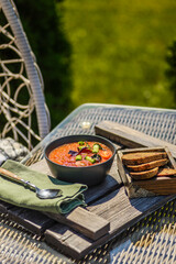 gazpacho on the outdoor terrace