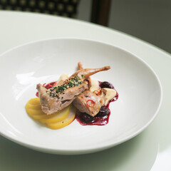 Roasted quail with berry sauce