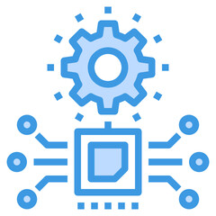 CPU blue outline icon
