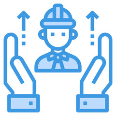 Obraz premium Engineer blue outline icon