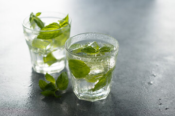 Refreshing mint drink or cocktail