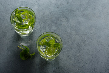 Refreshing mint drink or cocktail