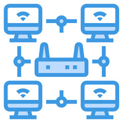 Obraz premium Network blue outline icon