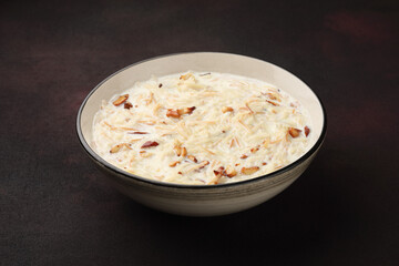 Khir or kheer payasam also known as Sheer Khurma Seviyan consumed especially on Eid or any other festival in india/asia. Served with dry fruits toppings 