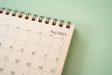 2021年8月のカレンダーとコピースペース