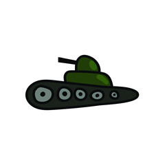 Tank icon in color drawing. Military weapon war.