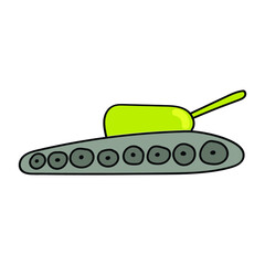 Tank icon in color drawing. Military weapon war.