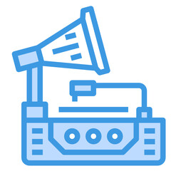 Gramophone blue outline icon