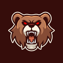 Angry Grizzly Bear Mascot E-sports Logo Character