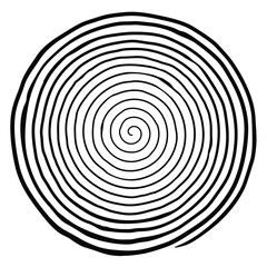 Irregular hand drawn spiral. Black and white flat vector drawing isolated on white background. EPS 8, version 6.