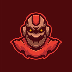 Red Monster Mascot E-sports Logo Character