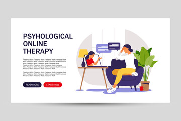 Psychological counseling concept. Landing page for web. Psychological assistance service. Vector illustration. Flat.