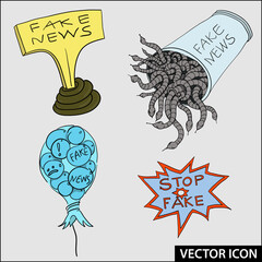 set of vector icons for filing false information in the press - 440591538
