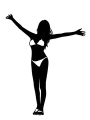 Silhouette of a girl in Bikini