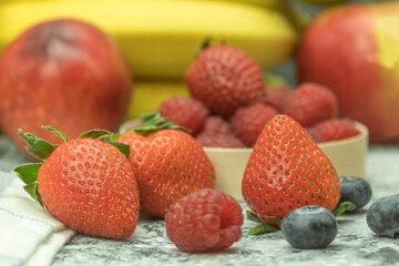 Fresh and juicy strawberries in a plate