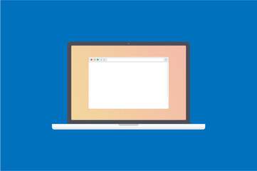 Laptop with web browser window, flat style vector